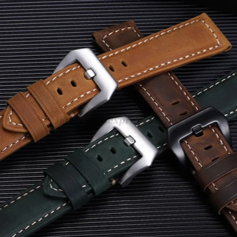 Genuine Leather Watch Band for Panerai High Quality Cowhide Crazy Horse Strap Men Sport Bracelet Watchband 20mm 22mm 24mm 26mm