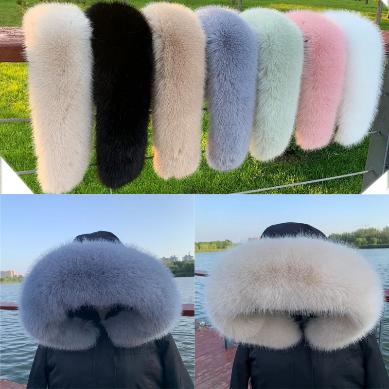 Women Faux Fox Fur Collar Shawl Furry Fur Collar For Winter Coat Hood Fur Decor Fake Fur Scarf Parkas Coat Fur Collar Scarves