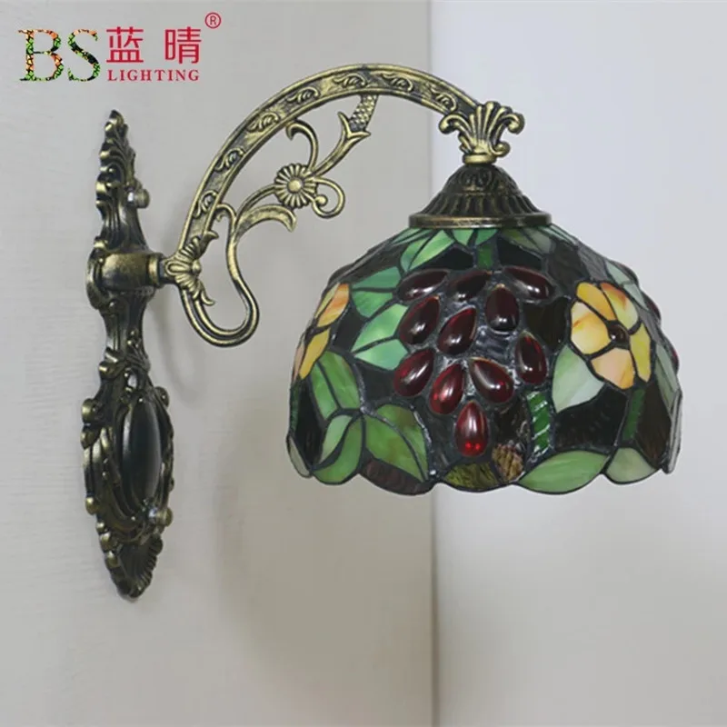 New Tiffany wall lamp tiffany wall lamp European retro creative Indoor bar cafe staircase wall lamp