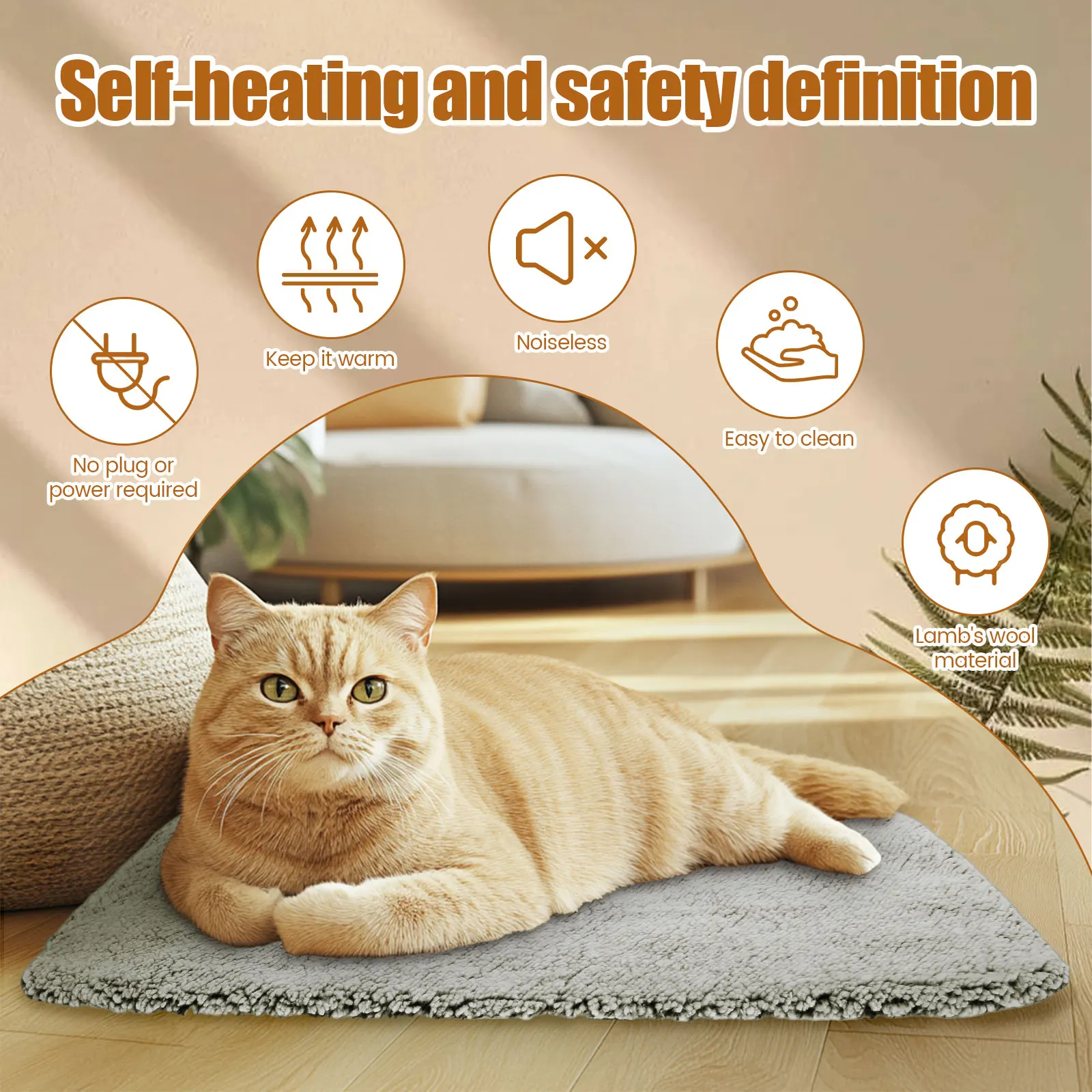 Self Warming Cat Bed Self Heating Cat Dog Mat Extra Warm Thermal Crate Pet Pad For Constant Temperature Detachable Washable Mat