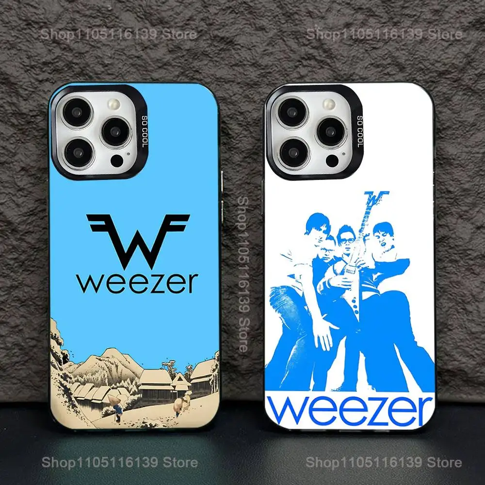 

W-Weezer Band Phone Case For iPhone 16,15,14,13,12,11,Pro,XS,Max,Plus,Mini,SE Black Candy Matte Shockproof Cover