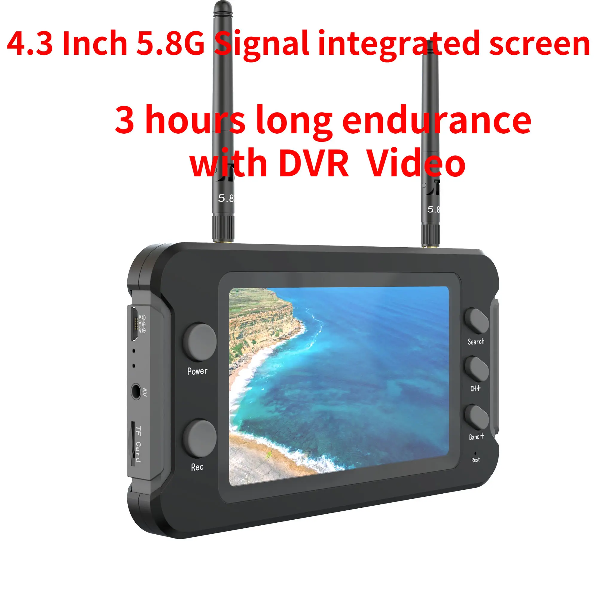 

5.8G FPV Monitor with DVR 40CH 5803 MINI 4.3 Inch LCD Display 16:9 NTSC/PAL Auto Search Video Recording RC FPV Multicopter