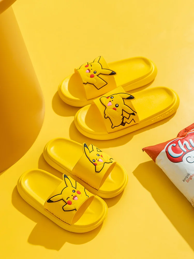 Cartoon Anime Pokemon Cute Pikachu Slippers Indoor House Kawaii Girl Bathroom Sandals Antislip Outside Beach Children Shoes Gift