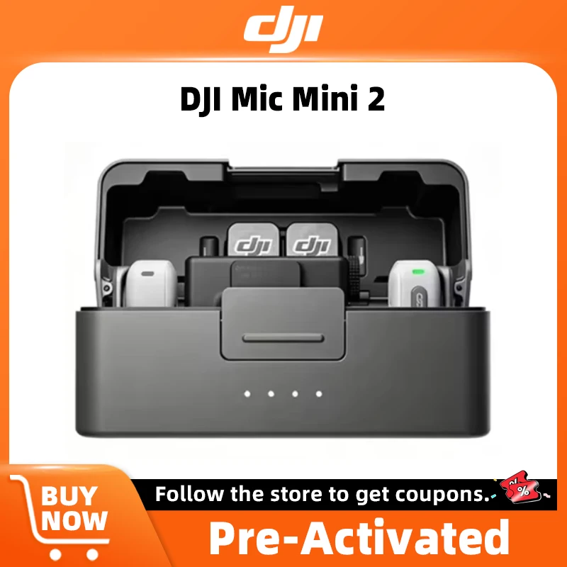 DJI Mic Mini 2 Wireless Microphone 48-Hour Operating Time & Power Saving Three Voice Tone Presets, Two-Level Noise Cancelling
