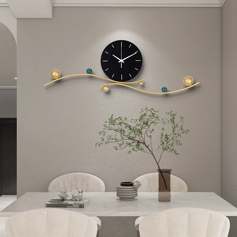 Aesthetic Metal Wall Art Wall Watch Xenomorph Design Chinese Style Wall Clocks Minimalist Luxury Wanduhr Living Room Decoration