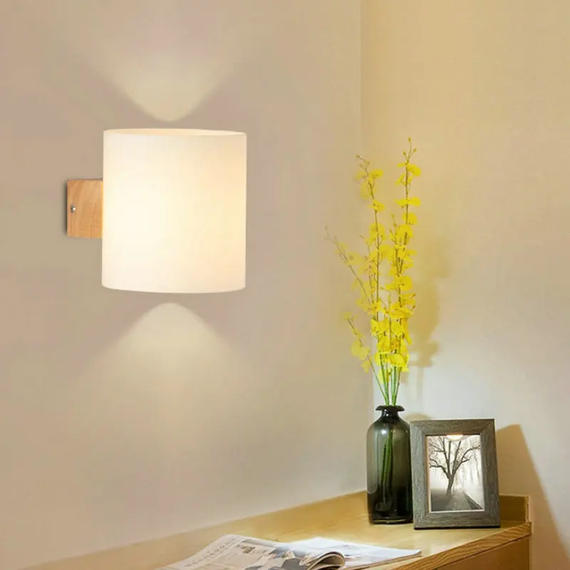 Japanese Bauhaus Nordic Wall Lamp Wooden Indoor Light Art Home Decoration LED Chandelier for Study Bedside Sofa Corner Staircase