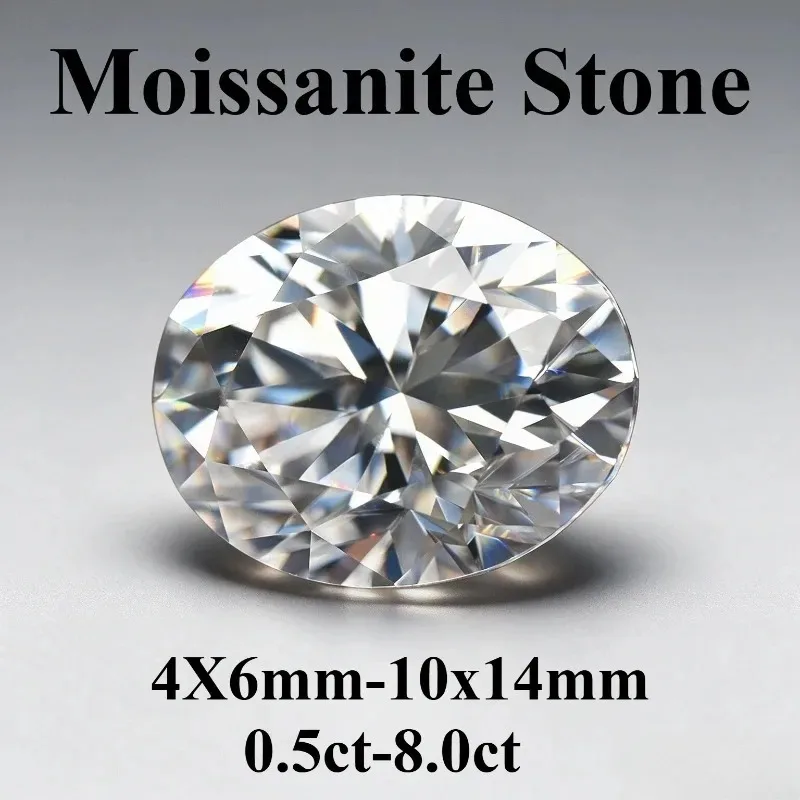 Moissanite Stone Oval Cut D Color VVS1 Combination Chain  For Advanced Jewelry Making Materials with Certificate Tested Tester
