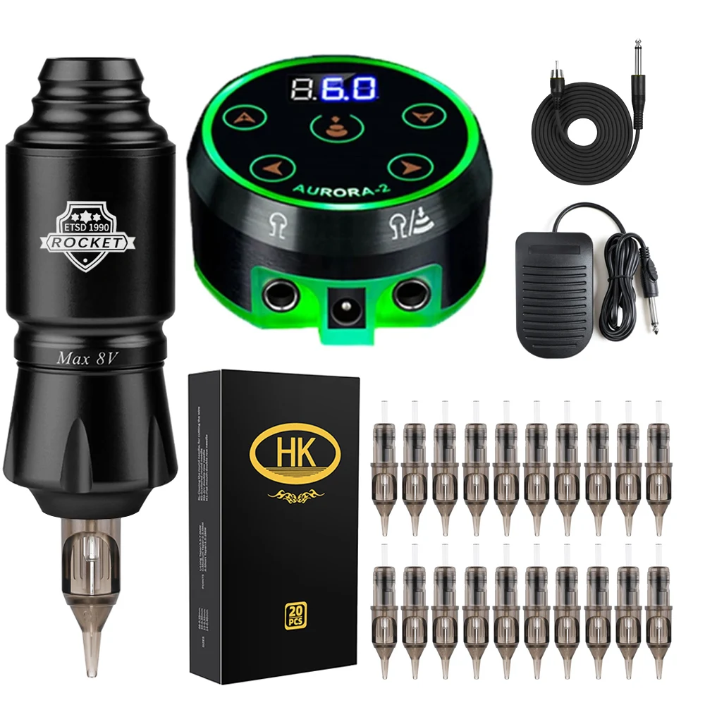 

Вращающаяся ручка для татуировки RCA, набор для перманентного макияжа со светодиодным экраном, картридж с чернилами, игла, педаль, набор ручек для татуировки