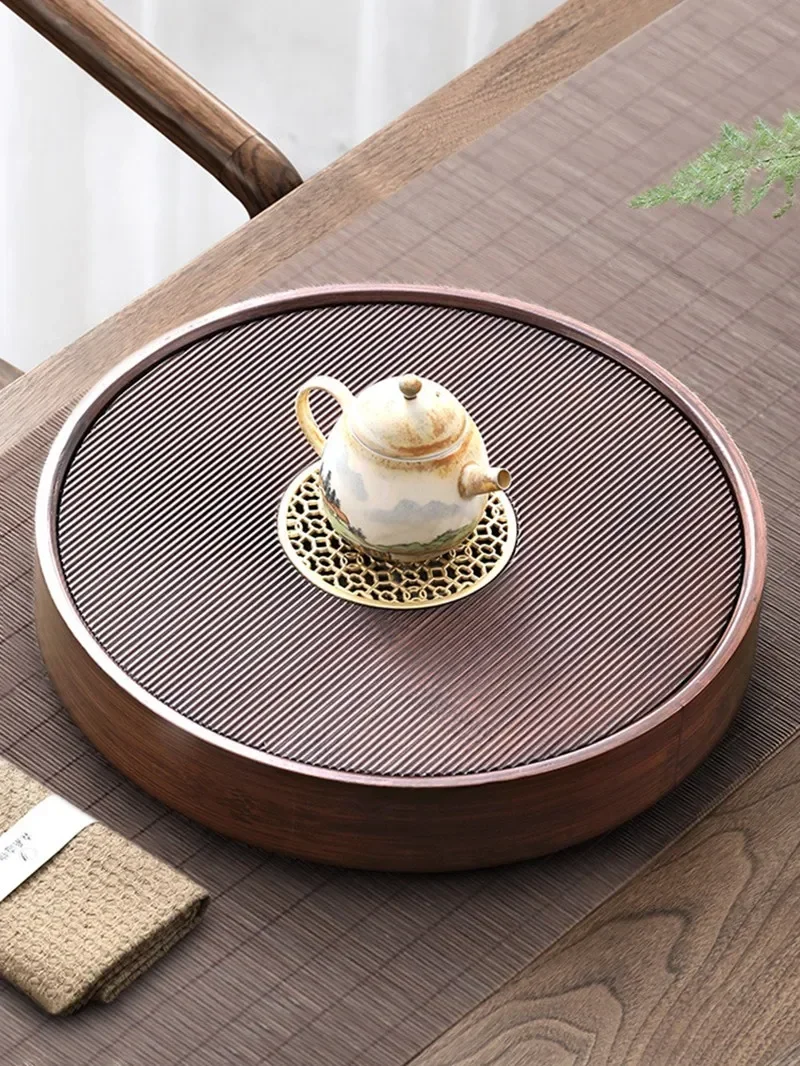 Bamboo Tea Tray Board Storage Table Plate Saucer Round Chinese Set Pu'er Tools Kung-fu