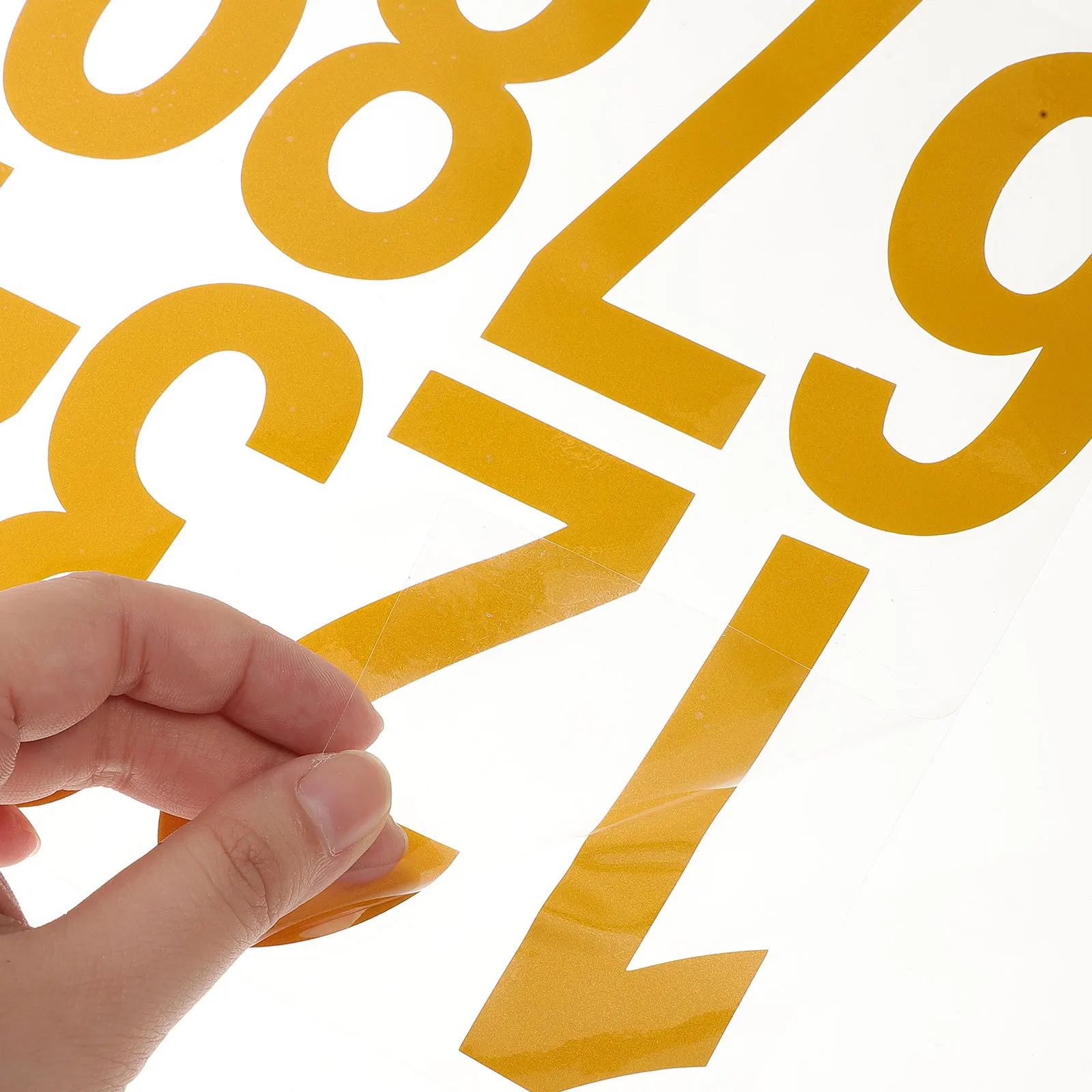 

4 Sheets 4 Inch Yellow Reflective Mailbox Numbers Stickers Self Adhesive Decals PVC Durable Weatherproof Suitable for Mailboxes