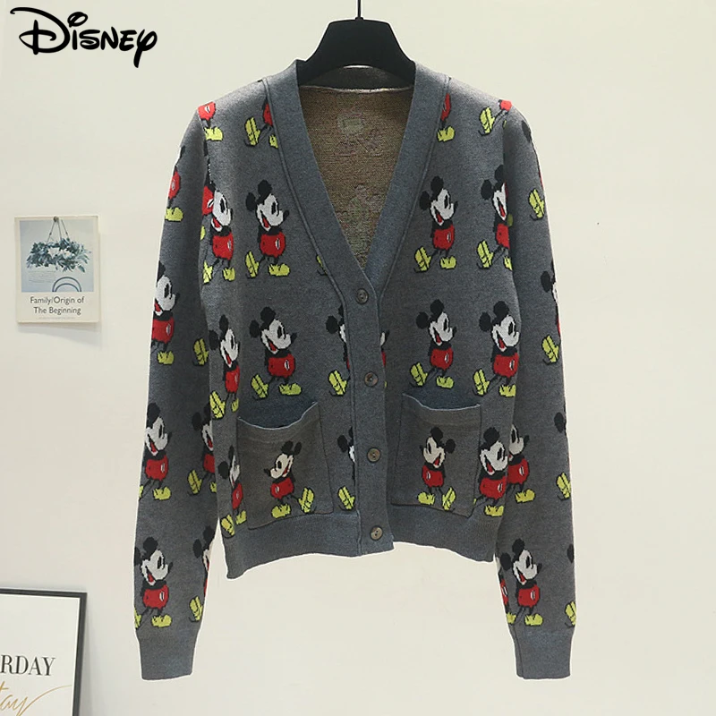 Disney New Arrival Fashion Casual Mickey Mouse Pullover Winter Heavy Industry Design Sense Nail Bead Spoof Mohair Plush Sweater