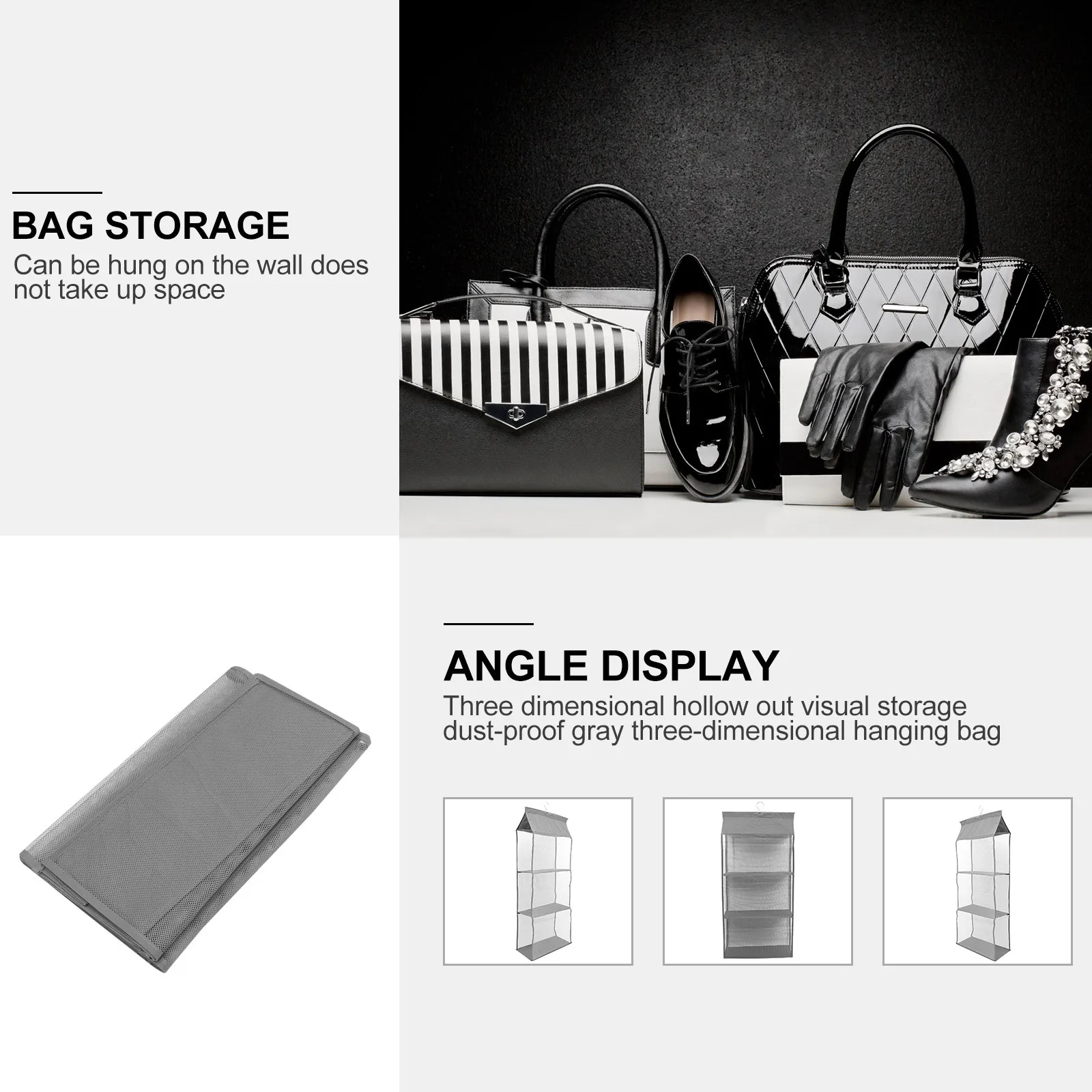 1Pcs Sturdy Wall Hanging Storage Bag with Excellent Air Permeability Transparent Visual Design for Handbags Purse Organizer