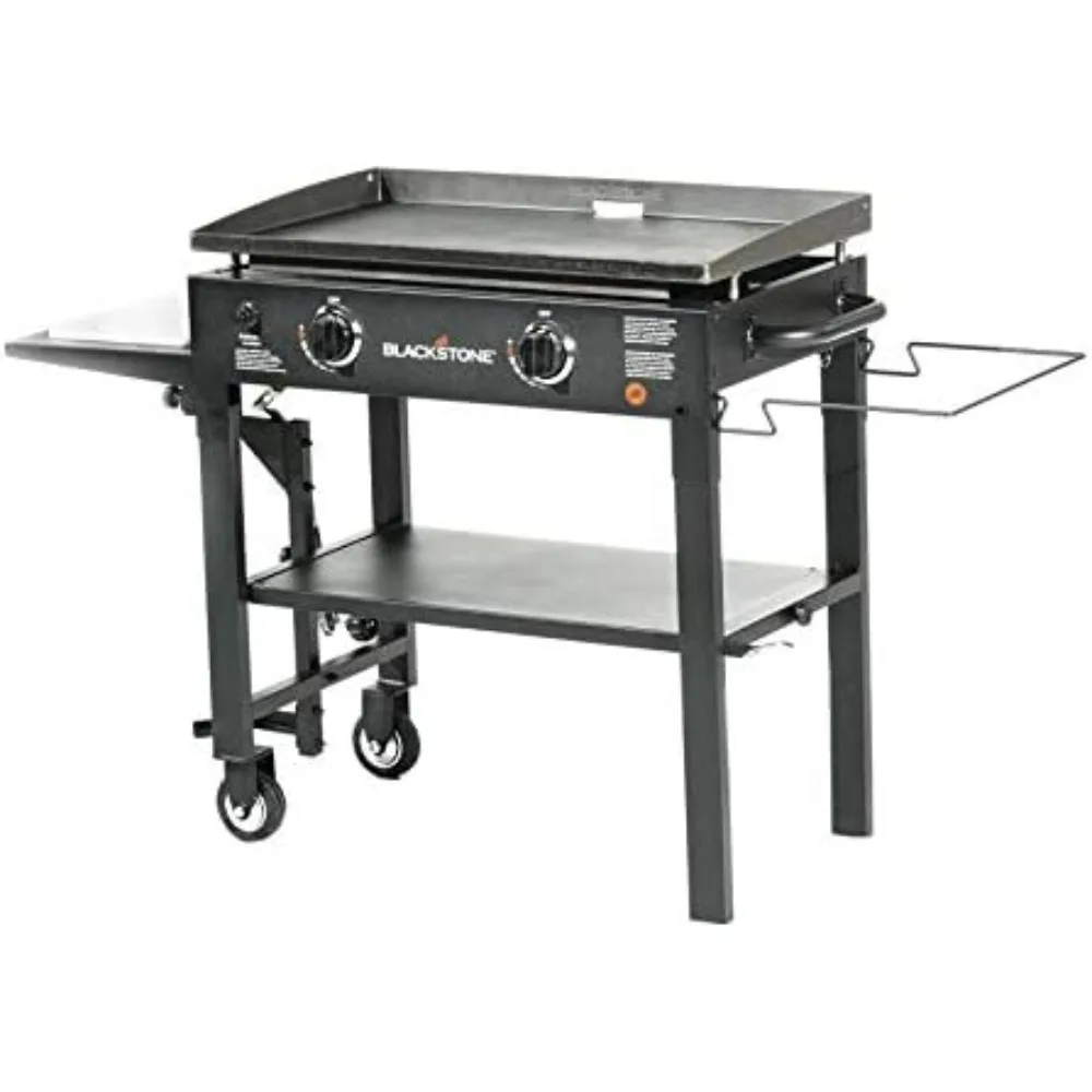 1853 Flat Top Gas Grill 2 Burner Propane Fuelled Rear Grease Management System 28” Outdoor Griddle Station for Camping