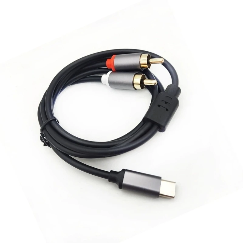 Type C to 2RCA Auditory Adapter Cable Reinforced Construction for Travel Party 83CE