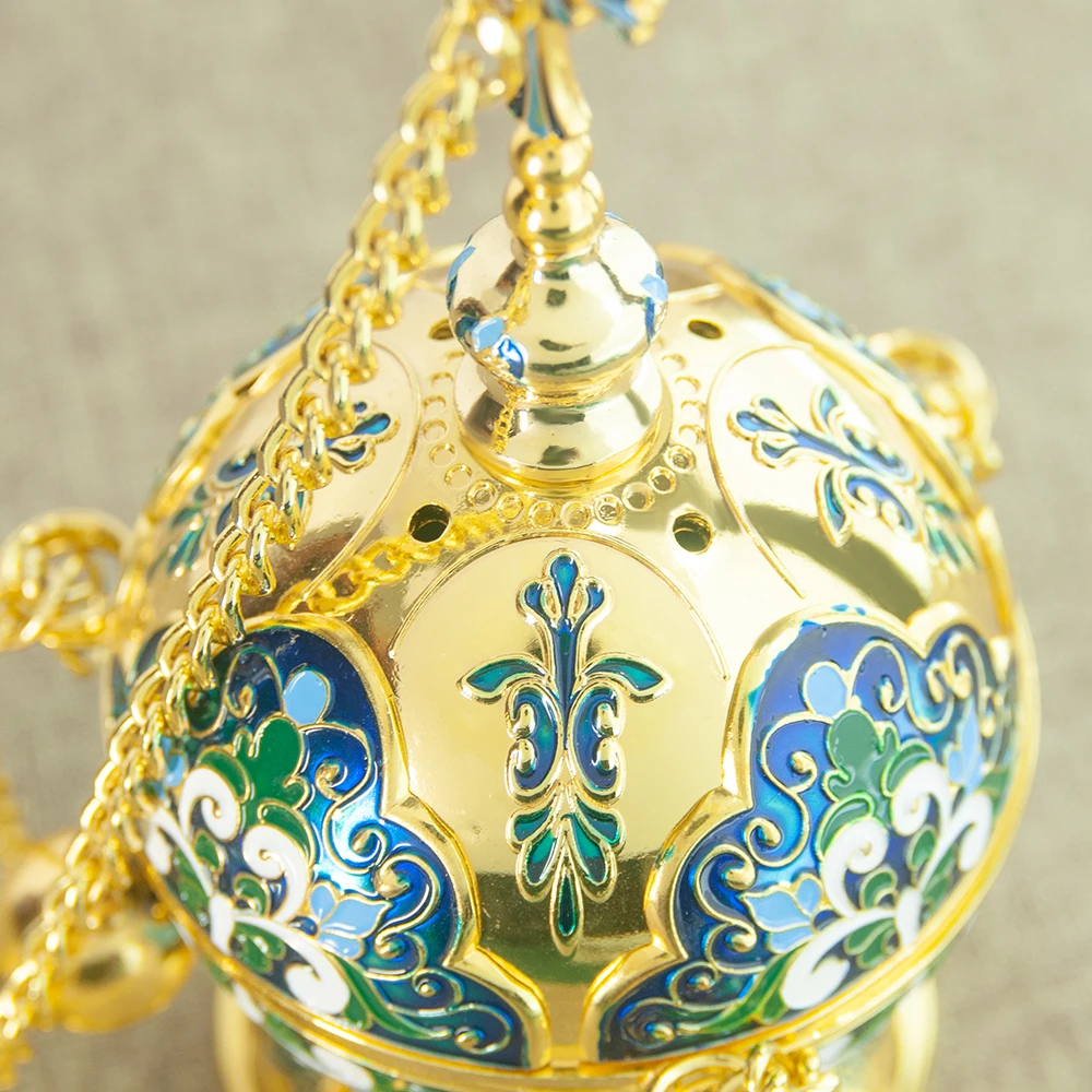 HTISOK Neues 2026 Orthodoxes Hängendes Räuchergefäß Kirchen-Hängereiniger aus Zinklegierung Religiöses Räuchergefäß für Taufe, Hochzeit, Tägliches Gebet, Geschenkbox – Detail 3