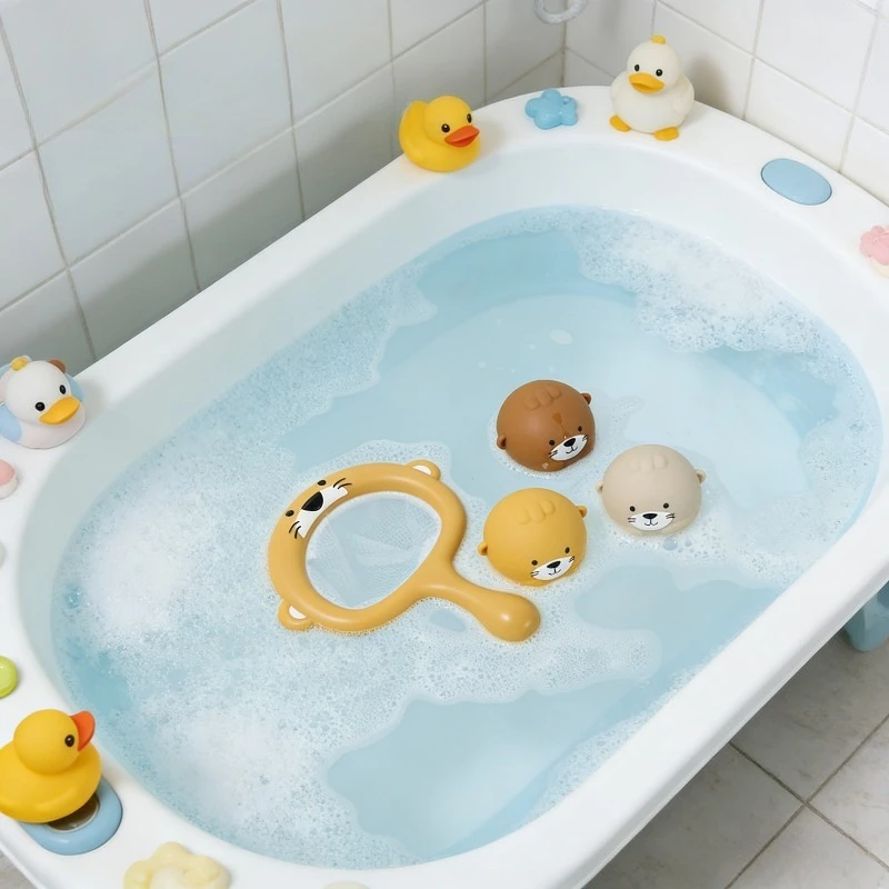 Jouets de bain pour bébé, loutres mignonnes, jouets pour enfants, balles flottantes, filet de pêche, jeu d'eau pour enfants, récupération Parent-enfant