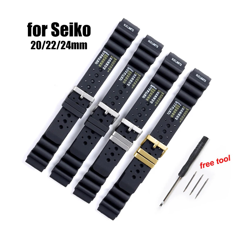 Rubber Silicone Watchband 20mm 22mm 24mm Waterproof Watch Band for Seiko Water Ghost Watch Strap Nd Limits Metal Ring Strap