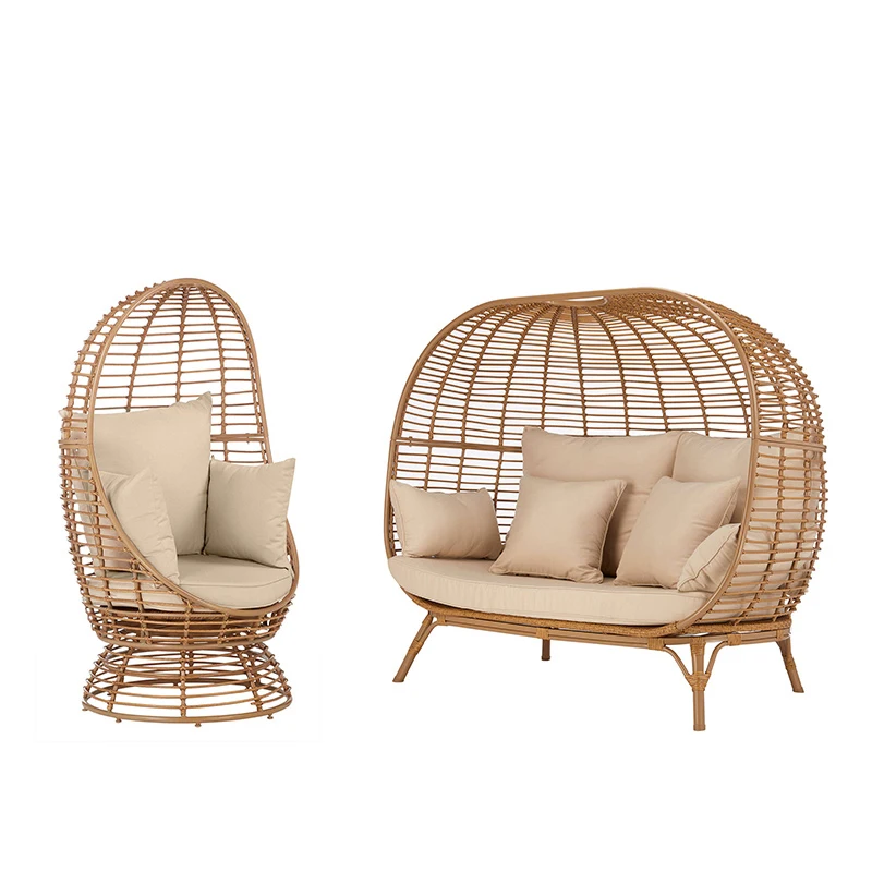 Outdoor leisure balcony lounge chair, bird's nest sofa combination, single and double bed, rattan chair furniture, resort birdca