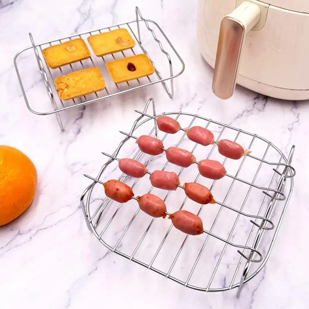 Stainless Steel Air Fryer Barbecue Grill 4-Pin Electric Fryer Accessories Square Barbecue Grill Bread Rack view 4
