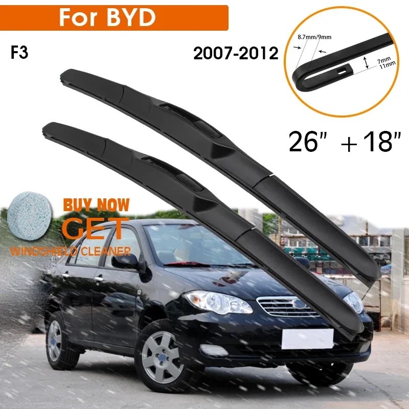 

Car Wiper Blade For BYD F3 2007-2012 Windshield Rubber Silicon Refill Front Window Wiper 26"+18" LHD RHD Auto Accessories