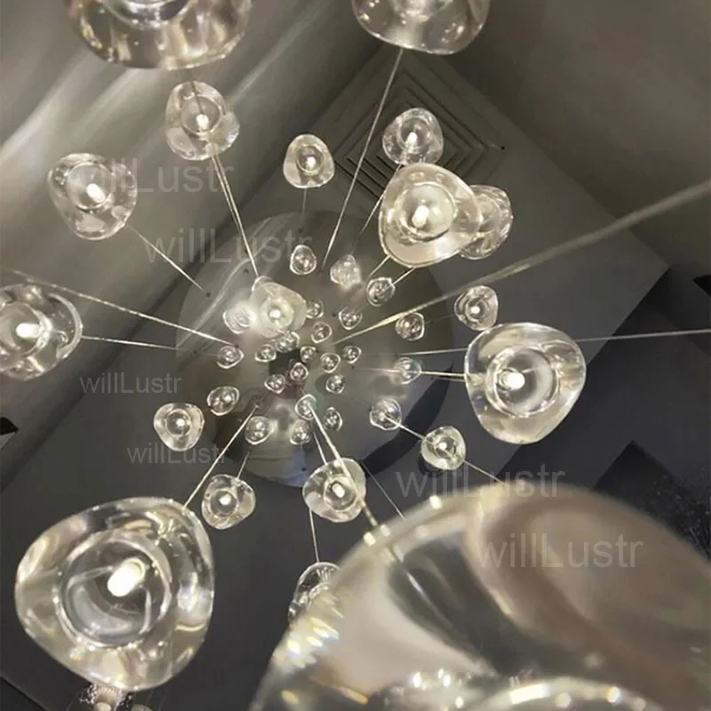 LED Meteor Crystal Pendant Lamp K9 Glass Ceiling Chandelier for Home Staircase Bedside Villa Hotel Cafe Pear Suspension Lighting