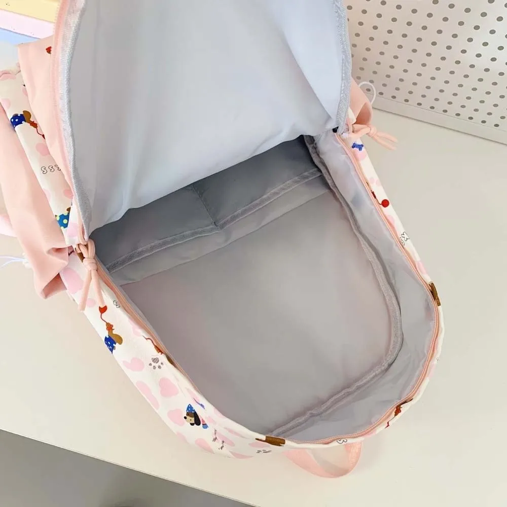 Daypack Nylon Dachshund Backpack Contrast Color Casual Students School Bag Fixed Webbing Durable Large Capacity Backpack