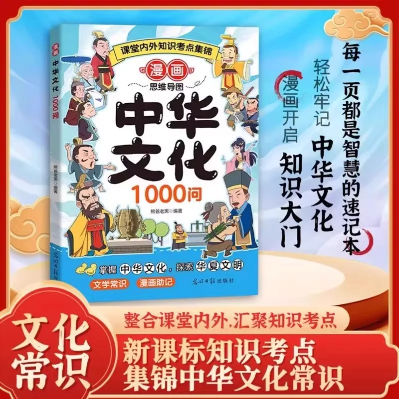 1000 سؤال عن الثقافة الصينية في خريطة العقل كاريكاتير، ونقاط اختبار المعرفة داخل وخارج الفصول الدراسية، وكتب التاريخ