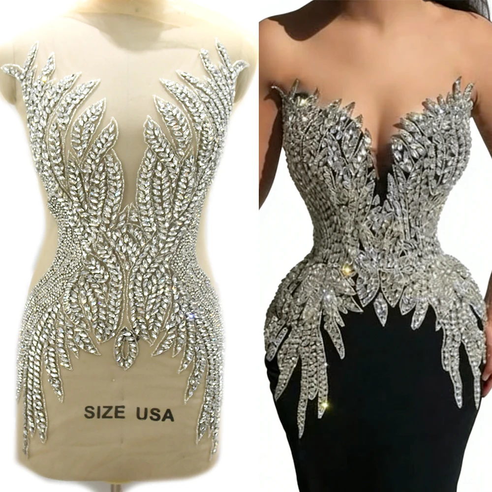 Sexy Crystal Rhinestone Applique Accessory Shiny Body Patches for Prom Dress Popular WDP-648