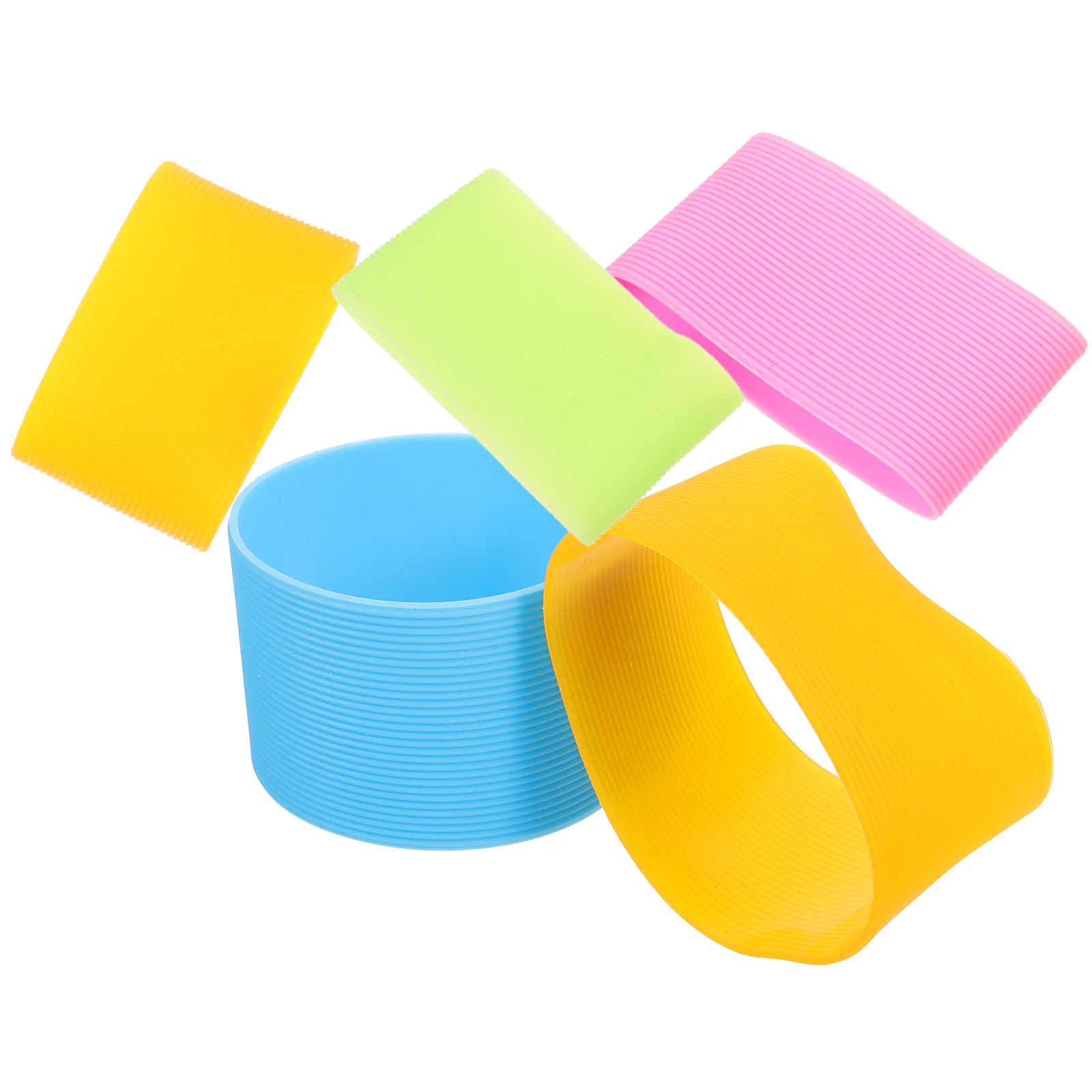 

5PCS Bands Silicone Cup Cover Bottle Glass Cup Sleeve Heat insulated Glass Cover Anti scald Kitchen Bar Accessories