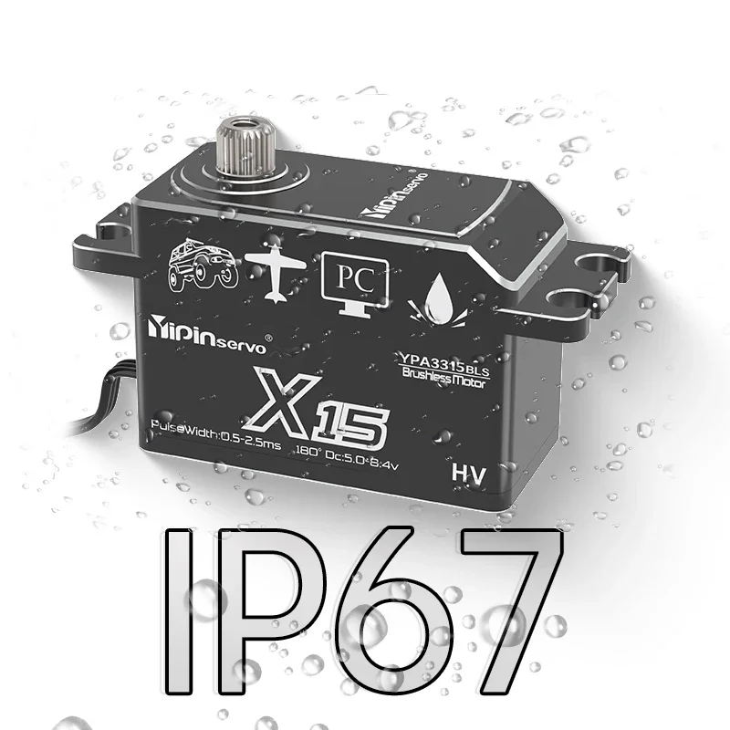 Yipinservo-Servo Digital sin escobillas, 15KG, PWM, engranaje totalmente metálico, alto par, perfil bajo, Servo de cuerpo corto para coche Rc 1/8 1/10