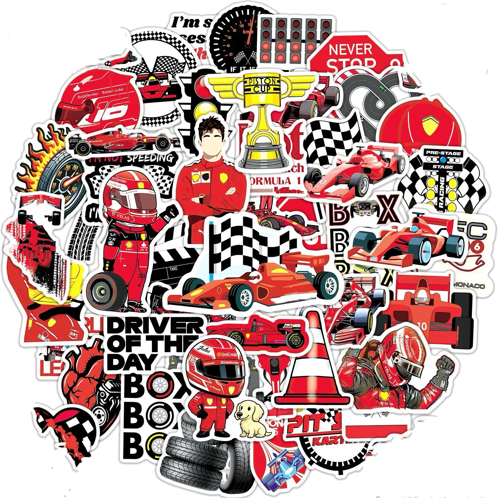 

50Pcs Classic Racing Theme Stickers for Car Motorcycle Helmet Phone Tablet Notebook Cool Personalized Decorative Decals