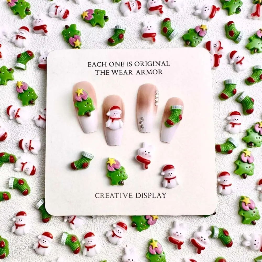 

10Pcs/set Christmas Nail Art Charms Christmas Nail Decorations Manicure Ornaments Christmas Tree Christmas Nail Rhinestones