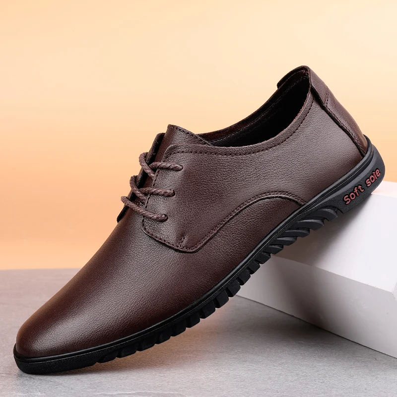 Classic Brand Men's Genuine Leather Shoes Office Business Casual Shoes Soft Soled Comfortable Men's Driving Shoes Free Delivery