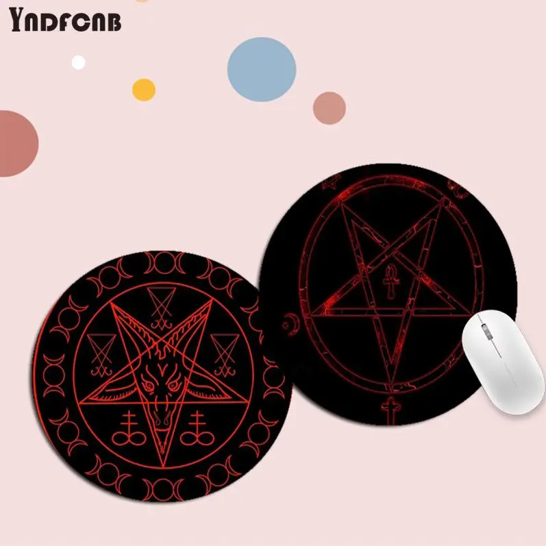 Satanic Mousepad Round Custom Skin Desktop Desk Mat Kawaii Gaming Accessories Students Writing Pad Mouse Pad for PC Mouse Carpet