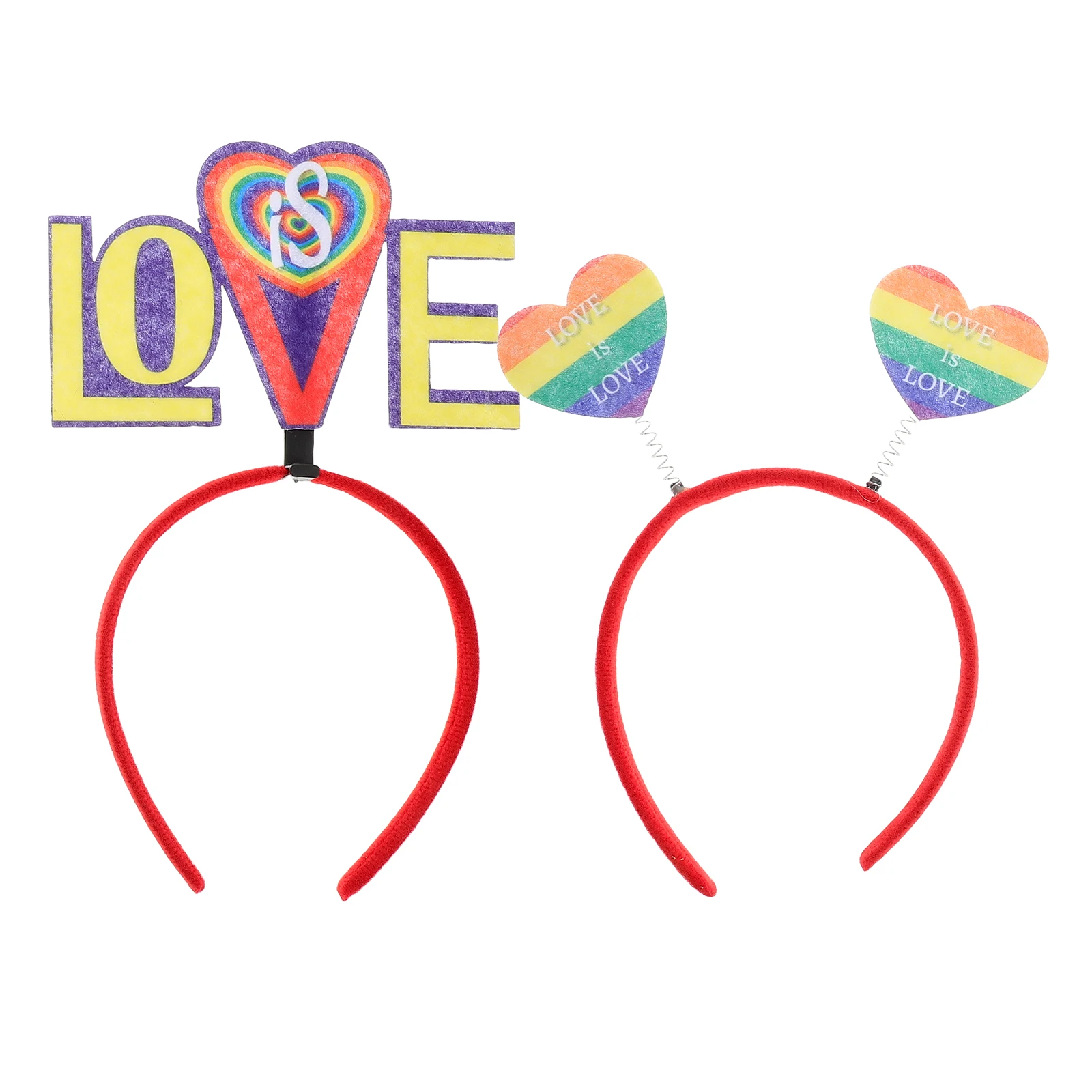 

2Pcs Rainbow Heart Headband Hair Accessories Colorful Birthday Wedding Party Accessories Pride Day Decoration