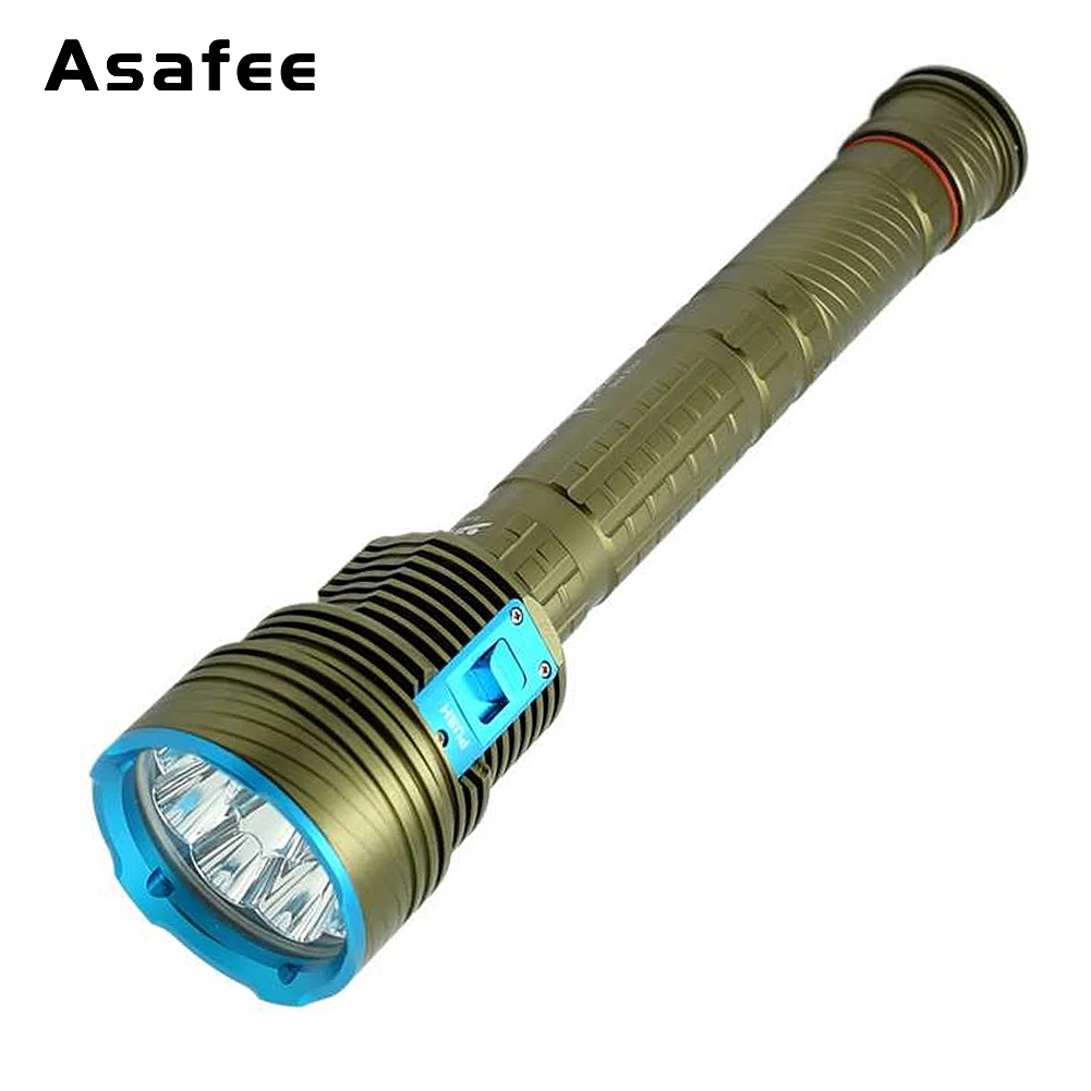 

Asafee 100M Deep Diving Flashlight L2/T6 LED 8000LM Magnetic Switch IPX8 Waterproof Scuba Torch Yellow/White 3 Mode Light