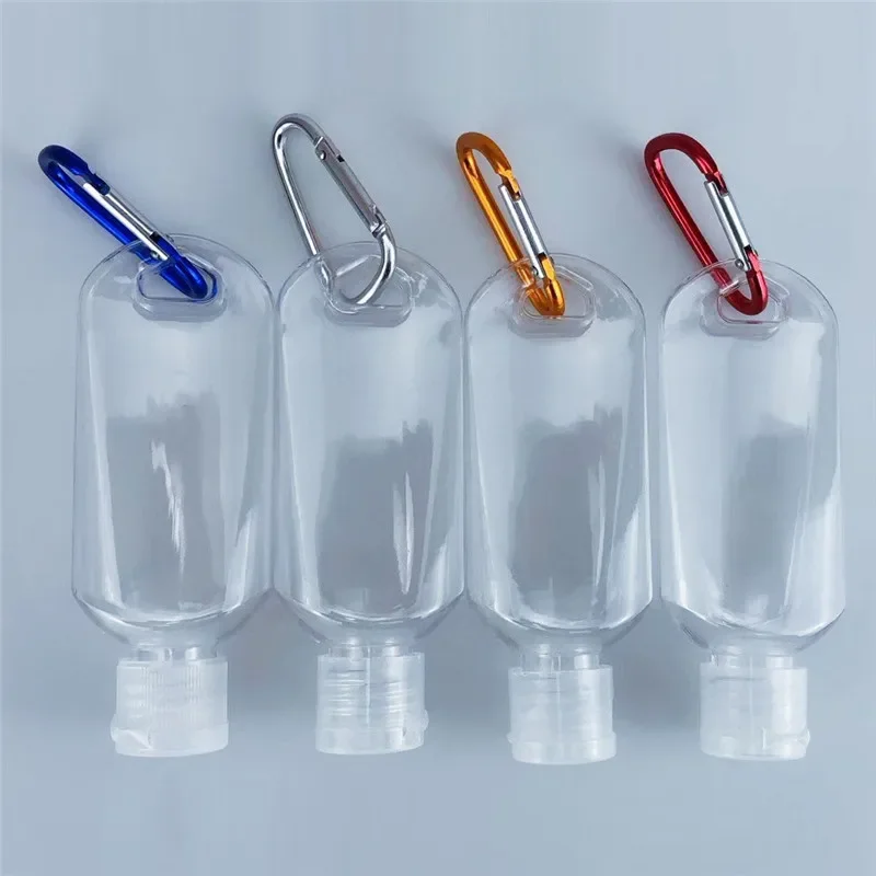 2/4Pcs 30/60ml Makeup Clear Bottle Reusable Portable Mini Alcohol Spray Bottle Hand Sanitizer Travel Small Holder Hook Keychain