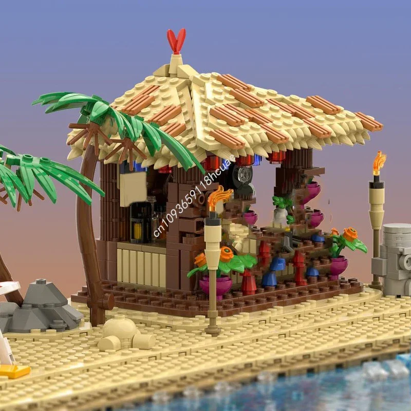 

388pcs MOC Tiki Hut Beach Bar Icons Showcase Ready DIY Building Blocks Project Ideal For Exhibitions