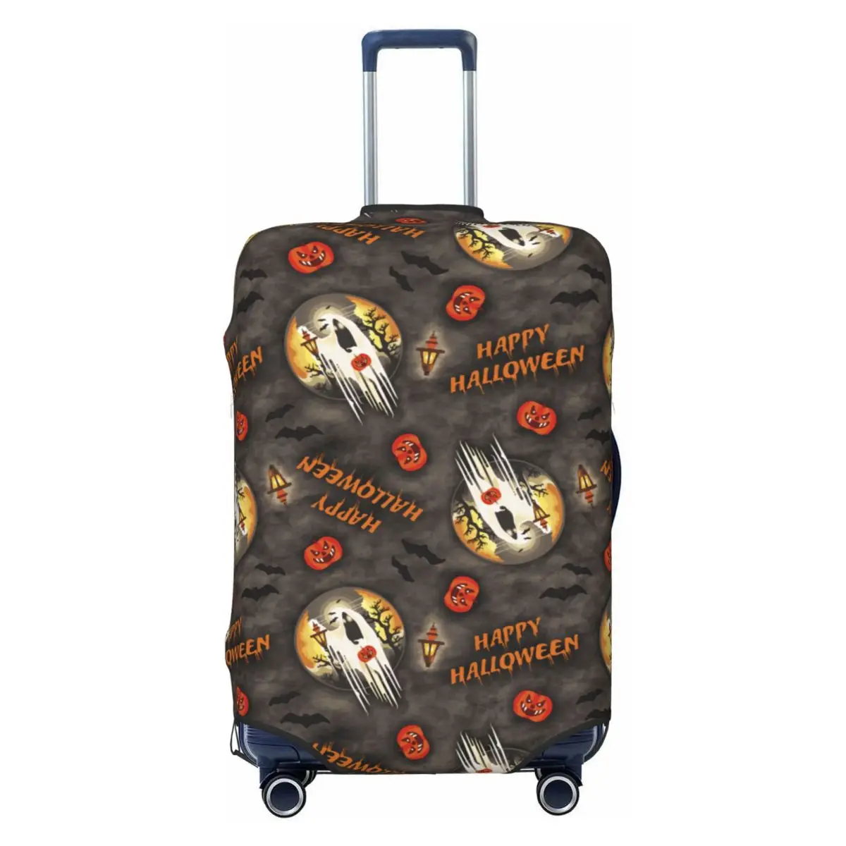 

Happy Halloween Moonlit Haunt Travel Luggage Cover Dust Proof Suitcase Cover Protector Fit 18-32 Inch