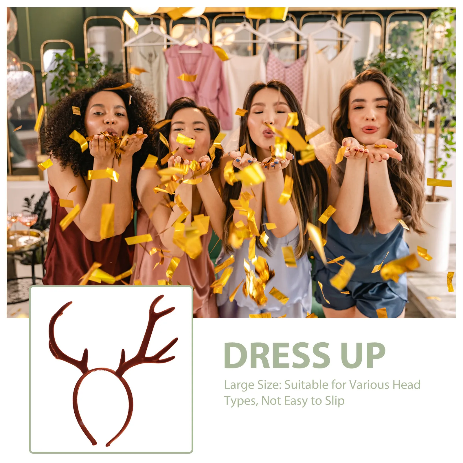 

Коричневая повязка на голову из оленьих рогов из ПВХ, легкая, прочная, для Хэллоуина, аксессуар для волос для женщин и девочек, для вечеринок