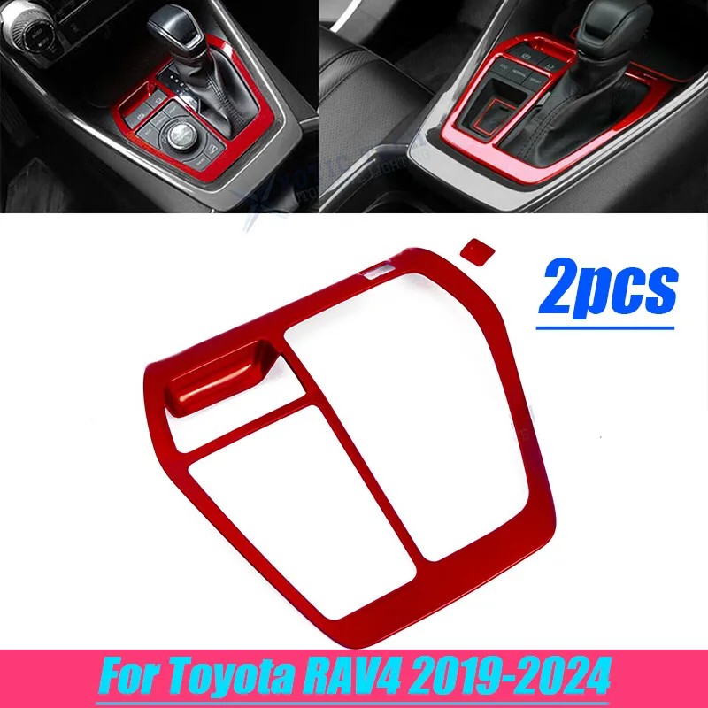 

For Toyota RAV4 2019-2024 Glossy Red Inner Console Gear Shift Overlay Cover Trim
