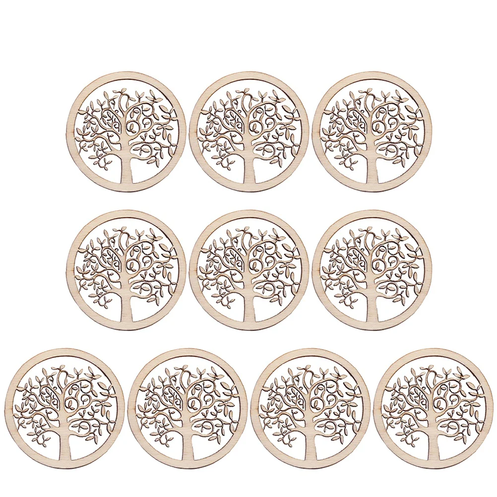 Hanging Life Tree Ornament Decor Wooden Embellishments Chips Round Labels DIY Slice