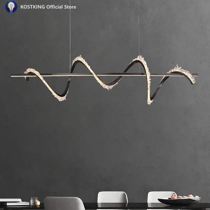 

Post-modern luxury natural crystal chandelier simple dining room lamp personality irregular bedroom living room lighting