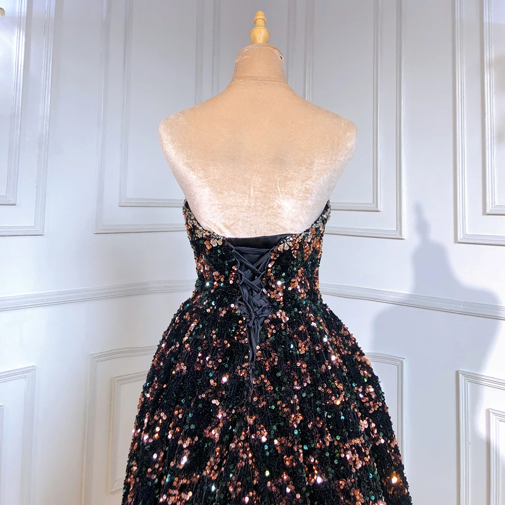Black Gold Strapless Evening Dresses 2025 Sequin Luxury A-Line Customize  Wedding Party Gowns BLA71523 Serene Hill - AliExpress