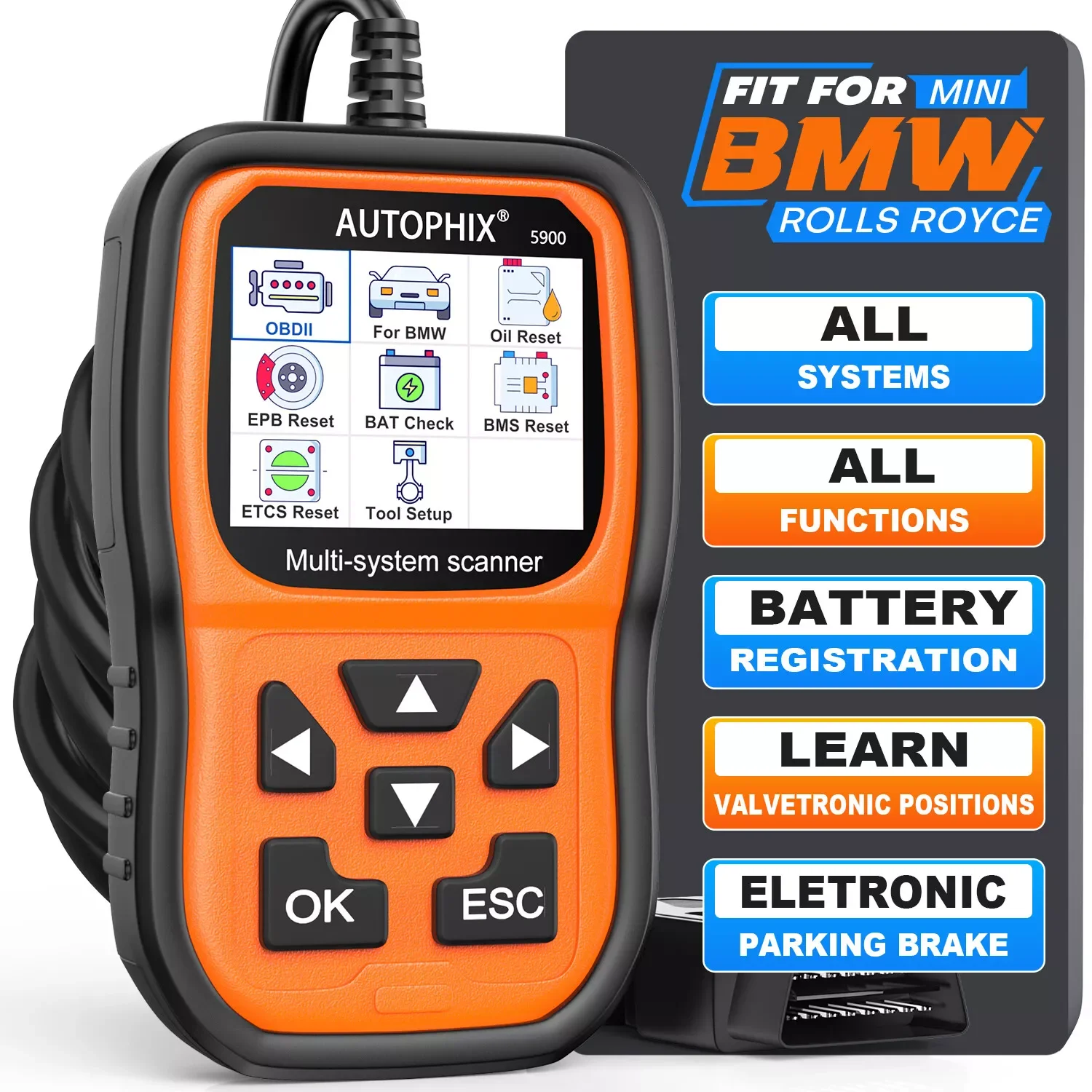 

AUTOPHIX 5900 for BMW Mini RR Car All System OBD2 Scanner Oil EPB ETC Reset Battery Registration OBD 2 Diagnostic Scan Tool