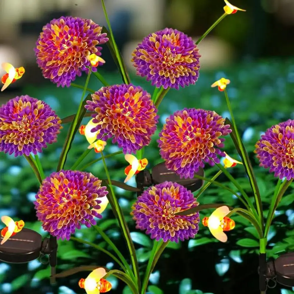 Solar Honeycomb Flower Lawn Lamp Outdoor Garden Decor Swaying Bee Lights Waterproof Landscape Yard Path Lighting