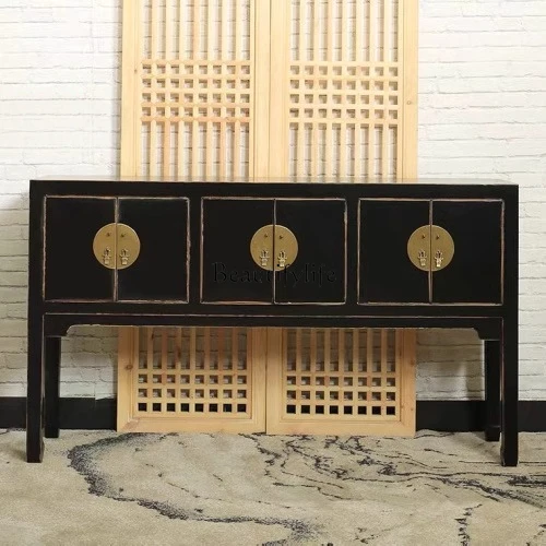 New Chinese solid wood old foyer cabinet, entrance cabinet, neoclassical antique high foot