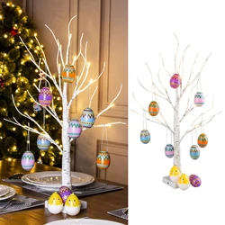 60cm Easter LED Birch Light Tree Decorations For Home Table Easter Egg Ornament Hanging organic Tree Happy Easter Party Supplies