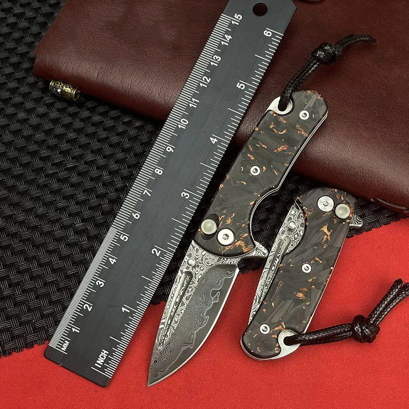 

VG10 Damascus Folding Knife Mini Pocket Knife Sharp High Hardness EDC Outdoor Folding Knife for Self Defense Portable