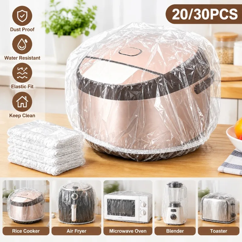 20/30PCS Disposable Dust Covers Clear Elastic Plastic Covers Kitchen Appliance Protectors Rice Cooker Countertop Machine Storage